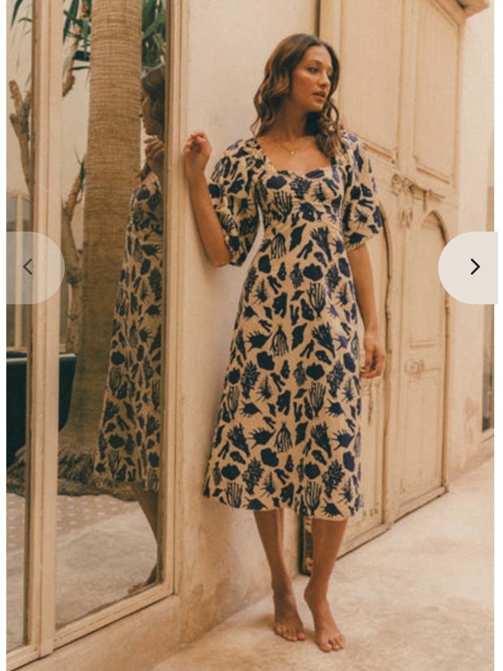 New Kinga Csilla Delilah Cobalt Floral Print Midi Dress in Navy and Cream S 10